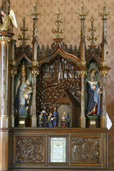 Fototapeta na wymiar Nativity, Adoration of the Magi, the main altar in the church of St. Catherine of Alexandria in Stubicke Toplice, Croatia