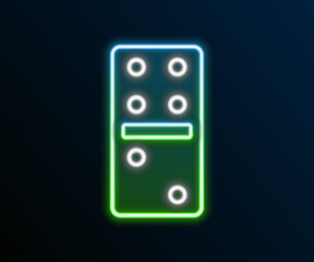 Glowing neon line Domino icon isolated on black background. Colorful outline concept. Vector