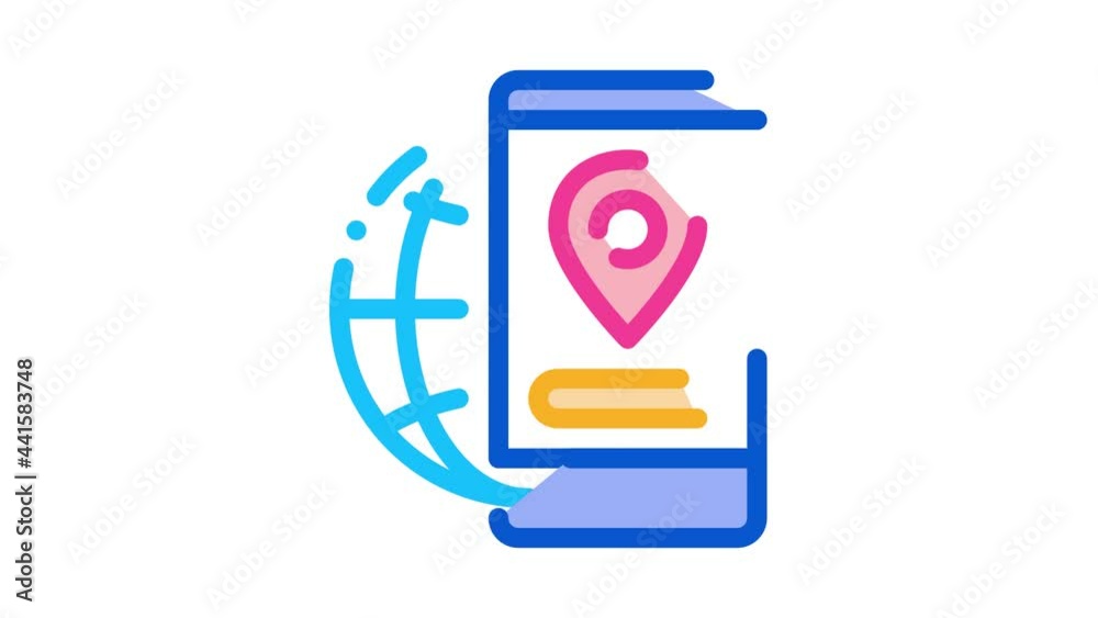 Poster geolocation icon animation. color geolocation animated icon on white background