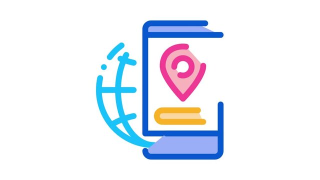 Geolocation Icon Animation. color Geolocation animated icon on white background