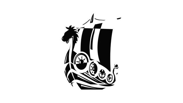 Ancient ship icon animation simple best object on white