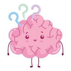 Obraz na płótnie Canvas cute brain question marks