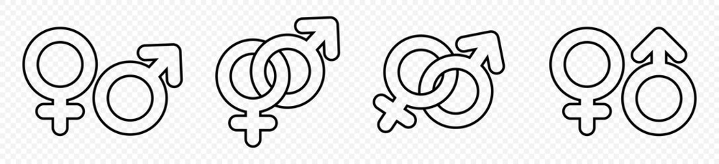 Gender icon set, Male and female sign, men and women symbol, vector illustration