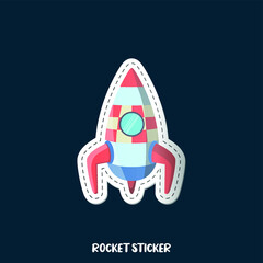 Vector image. Sticker of a cute space rocket.
