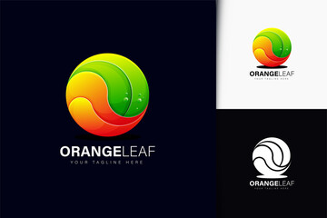 Orange leaf logo design with gradient