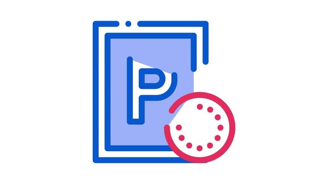 Parking Time Icon Animation. color Parking Time animated icon on white background