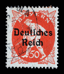 Stamp printed in printed in Bavaria with a 