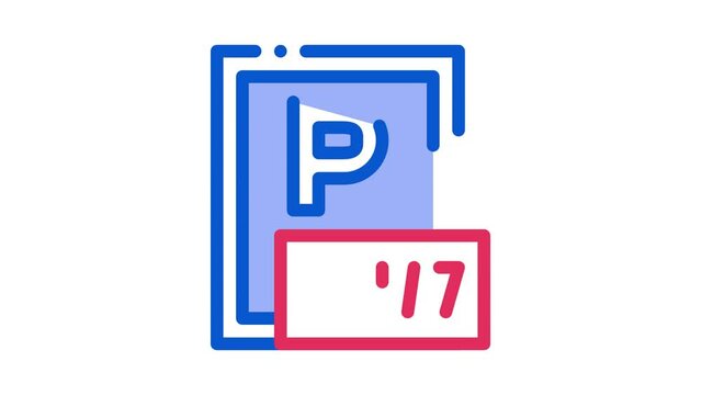 24 Hour Parking Icon Animation. color 24 Hour Parking animated icon on white background