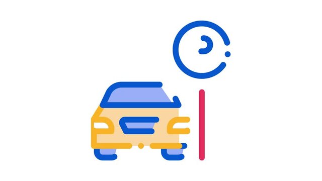 Car near Parking animated icon on white background