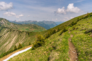 Fototapeta na wymiar Mountain hike on the Blasenka and Seewaldsee in Vorarlberg Austria