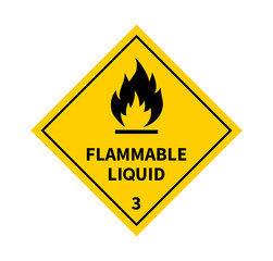 Flammable liquid sign on white background. Danger sign. Label, Sticker, Symbol. Vector illustration.