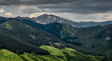 Fototapeta na wymiar View from hill Ohniste in Low Tatras mountains, Slovakia