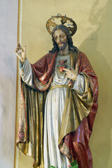 Fototapeta na wymiar Sacred Heart of Jesus Statue in the Parish Church of Saint Nicholas in Jastrebarsko, Croatia