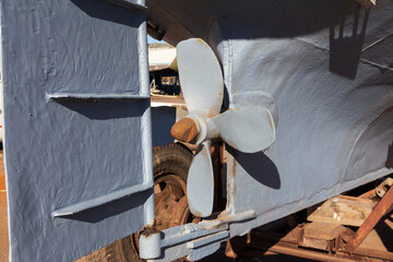 Close-up of a boat propeller