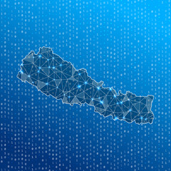 Network map of Nepal. Country digital connections map. Technology, internet, network, telecommunication concept. Vector illustration.