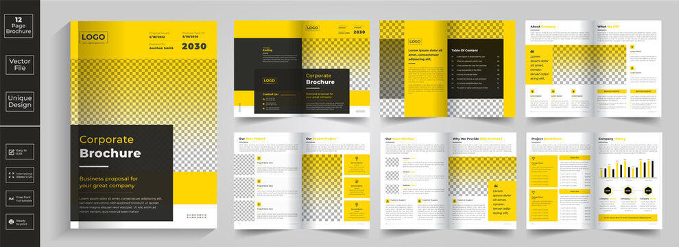 Minimal And geometric Brochure Design, brochure, flyer, magazine, catalog or company report, Lookbook Design,Creative Business Brochure design,Modern 8 page Annual report brochure design