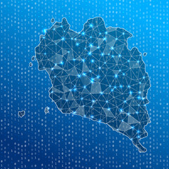 Network map of Ko Pha Ngan. Island digital connections map. Technology, internet, network, telecommunication concept. Vector illustration.
