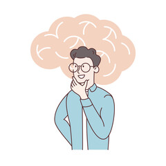 Brain activity abstract business concept flat illustration. Brainstorming, problem solving, thinking and imagination, idea, motivation and inspiration, find solution. Abstract metaphor.