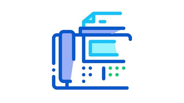 Fax Icon Animation. color Fax animated icon on white background