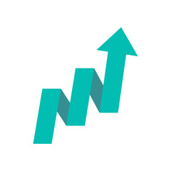 Business arrow. Green arrow pointing up. business financial growth graph concept