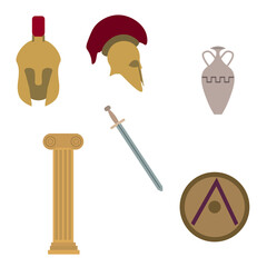 Icon kit on white background of ancient greece