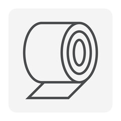 Roll steel, steel coil or sheet metal vector icon. Industrial product manufacturing or production from hot cold process with strength, hardness in factory. Raw materials for construction. 64x64 pixel. - obrazy, fototapety, plakaty