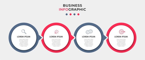 Business Infographic design template Vector with icons and 4 options or steps. Can be used for process diagram, presentations, workflow layout, banner, flow chart, info graph