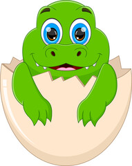 Cartoon baby crocodile hatching from egg