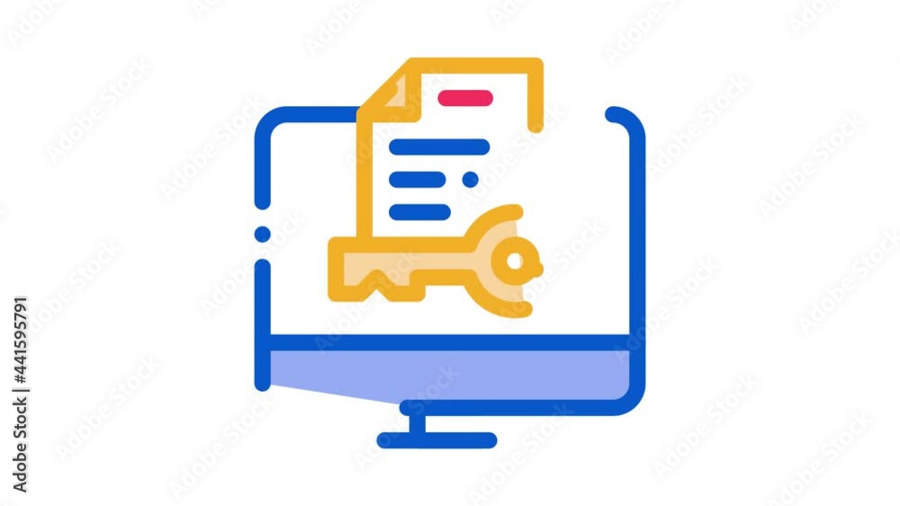 Poster secret documents in computer icon animation. color secret documents in computer animated icon on whi