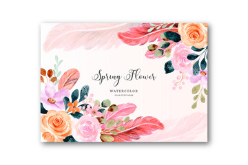 Watercolor flower and feather background
