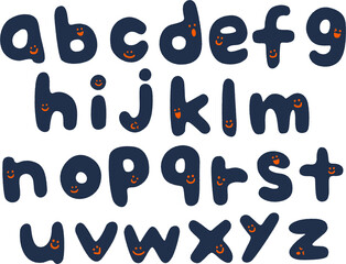 かわいい顔つきアルファベット-小文字