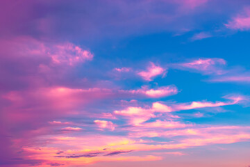 Sky. Sunset. The clouds. Sunset sky with orange clouds