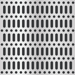 Perforated wall for tools, hooks, shelves. Metallic organizer. Metal structure for signage and products. Minimalists geometric background. 