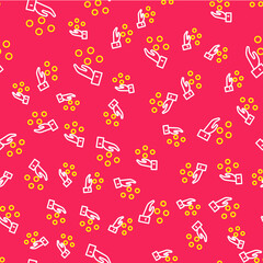 Line Juggling ball icon isolated seamless pattern on red background. Vector