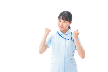 ナース服を着た若い笑顔の看護師