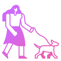 Naklejka na ściany i meble Women is walking with a dog icon