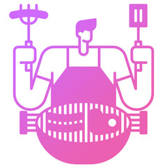 Man cooking barbecue icon