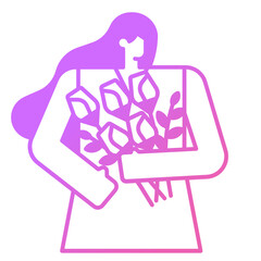 Woman with flowers icon