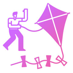 Man flying a kite icon