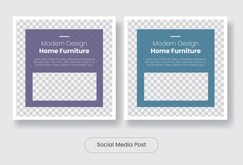 Modern home furniture social media post banner template set