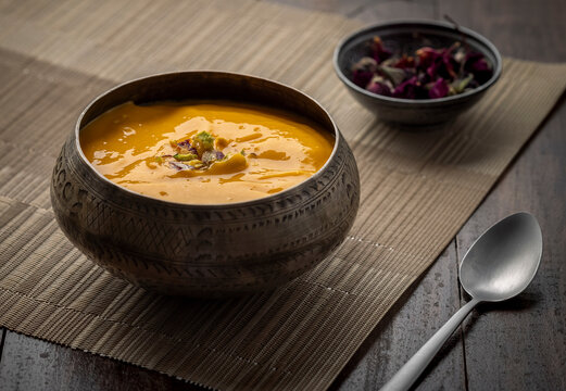 Mango Pulp / Aam rus or Ras served in small bowls