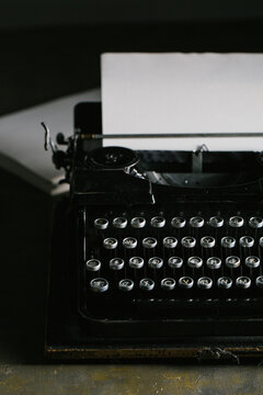 Vintage typewriter on wooden table