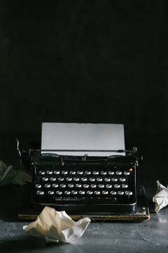 Vintage typewriter on wooden table