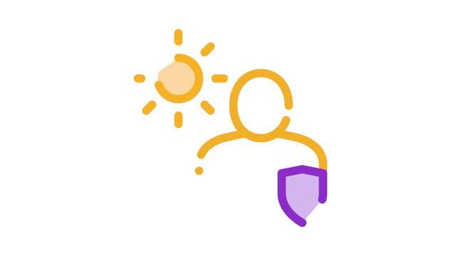 Sun Protected Man Icon Animation. color Sun Protected animated icon on white background