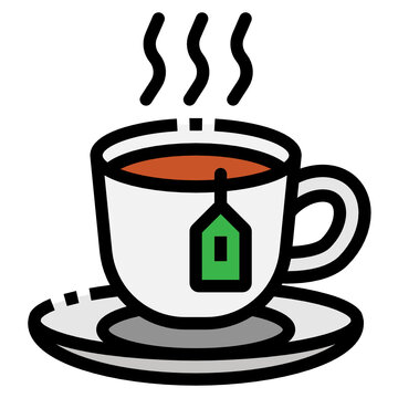steaming tea cup on saucer clip art preview