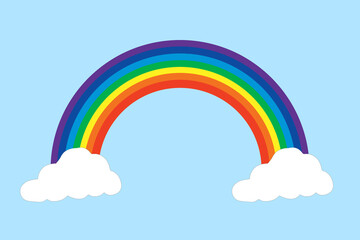 Illustration of rainbow and clouds in summer