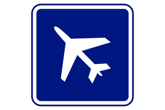airport sign illustration on blue background