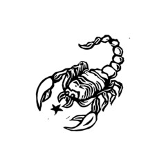 Scorpio sign zodiac astrology vector linocut print illustration