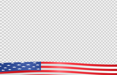 Waving flag of American isolated  on png or transparent  background,Symbols of USA , template for banner,card,advertising ,promote, TV commercial, ads, web design,poster, vector illustration