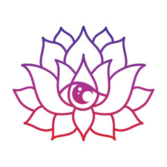 Obraz premium Hand drawn lotus flower tattoo design with third eye. Graphic mandala pattern